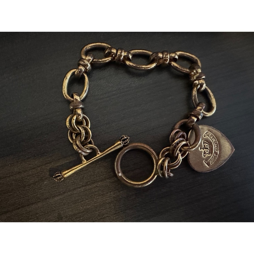 Vintage Juicy Couture Heart Bag Charm Bracelet Gold Tone Y2K McBling Box‎